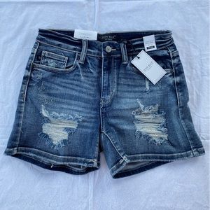 Judy Blue Mid Rise Distressed Shorts